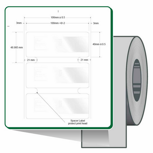 ZEBRA LABEL POLY-TT PERM 100X40 250/R 76MM RFID